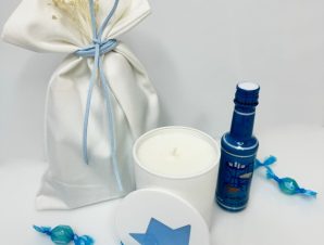 Pouch with Aromatic Candle & Ouzo – Wedding Gift