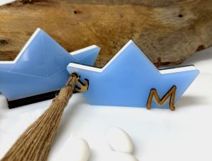 Greek Boat Blue Plexiglass Custom Baptism Greek Gift