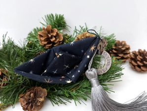 Handmade Christmas Greek Boat Charm “Blue with Stars”